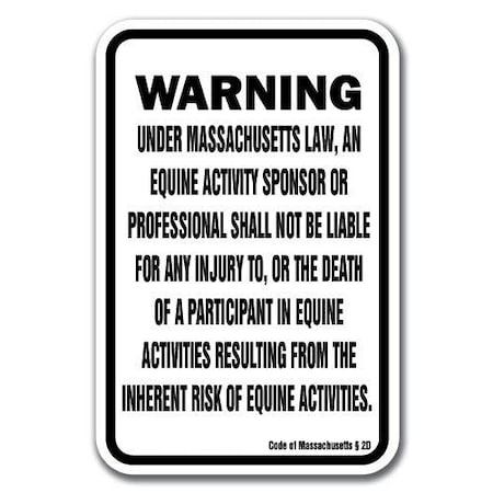 Signmission Safety Sign, 18 in Height, Aluminum, 12 in Length, Equine - Massachusett A-1218 Equine - Massachusett